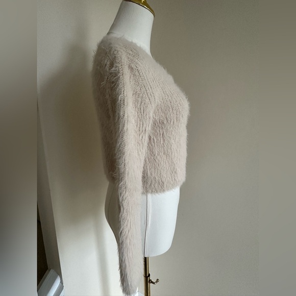 Zara Cream Cropped Button Down Sweater - Small - Picture 2 of 6